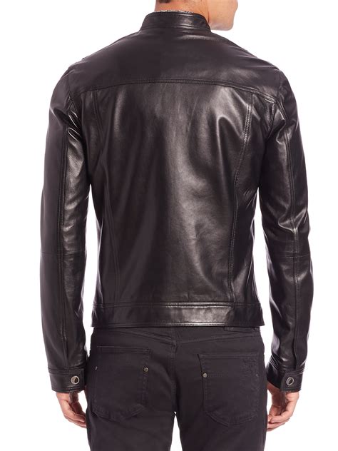 versace collection leather jacket|Versace leather jacket men's.